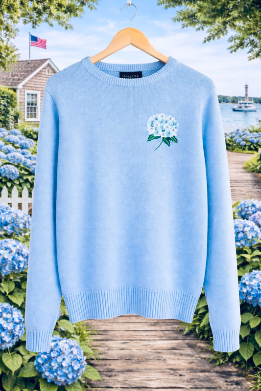 Nantucket Hydrangea Embroidered Sweater