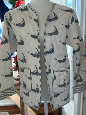 MAP QUILTED REVERSIBLE CARDIGAN