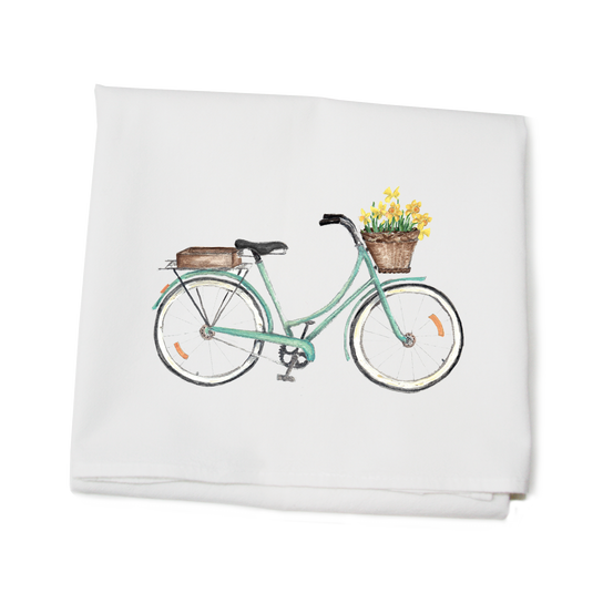 SEAFOAM BIKE WITH DAFFODIL FLOUCK SACK TOWEL