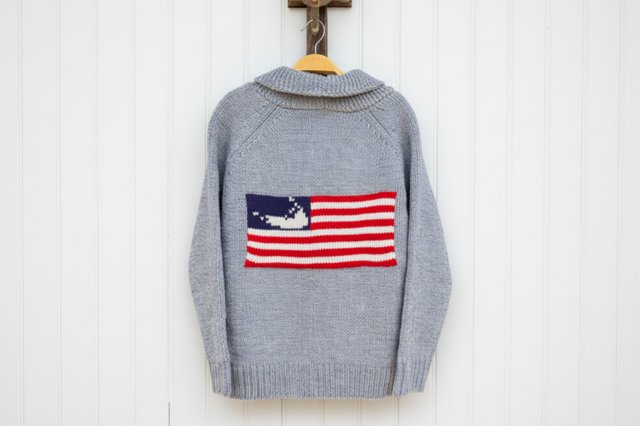Button Cardigan with Flag