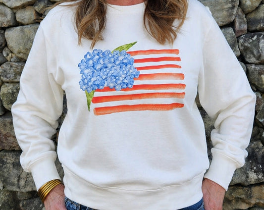 Hydrangea Flag French Terry Sweatshirt