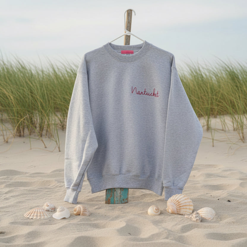 Nantucket Thread Embroidery Script Crewneck