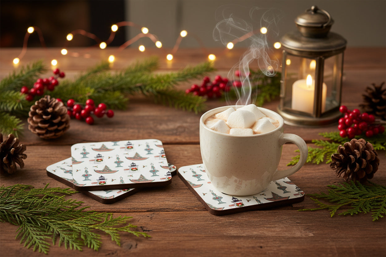Nantucket Christmas Coaster Set
