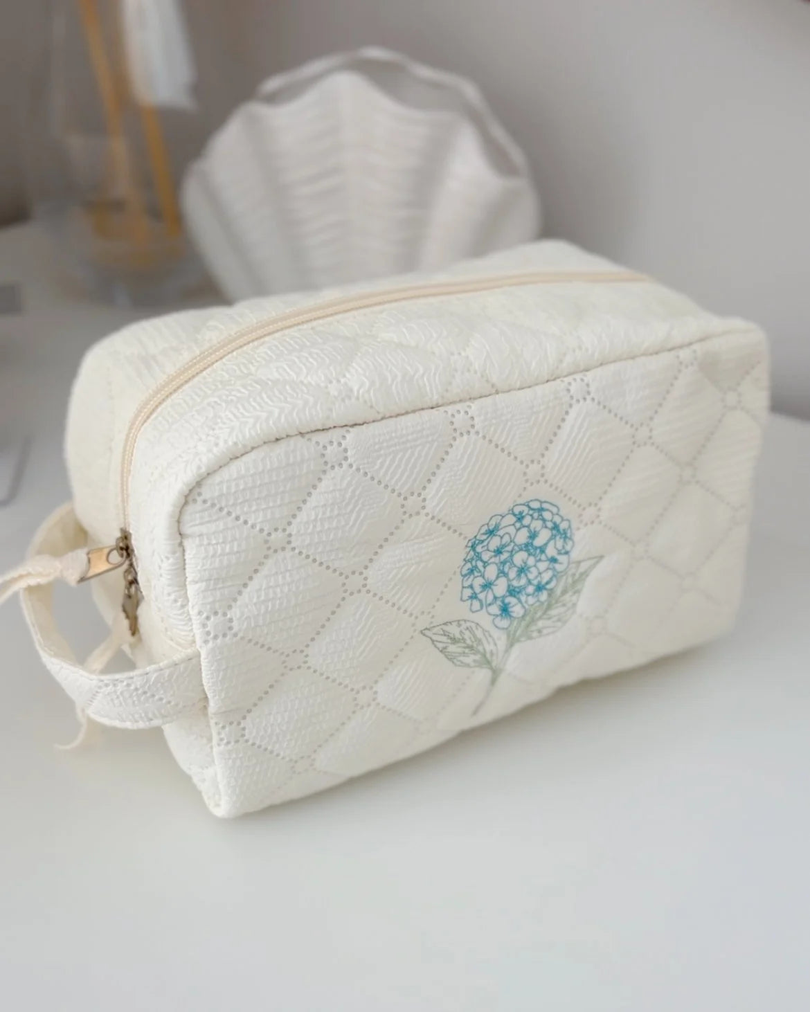Hydrangea Quilted Zip Pouch