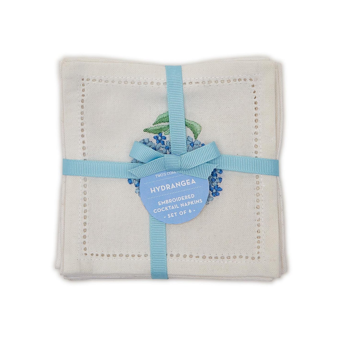 SET 6 HYDRANGEA COCKTAIL NAPKINS
