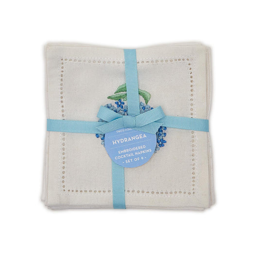 SET 6 HYDRANGEA COCKTAIL NAPKINS