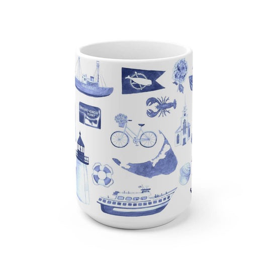 Nantucket Forever Toile Ceramic Mug