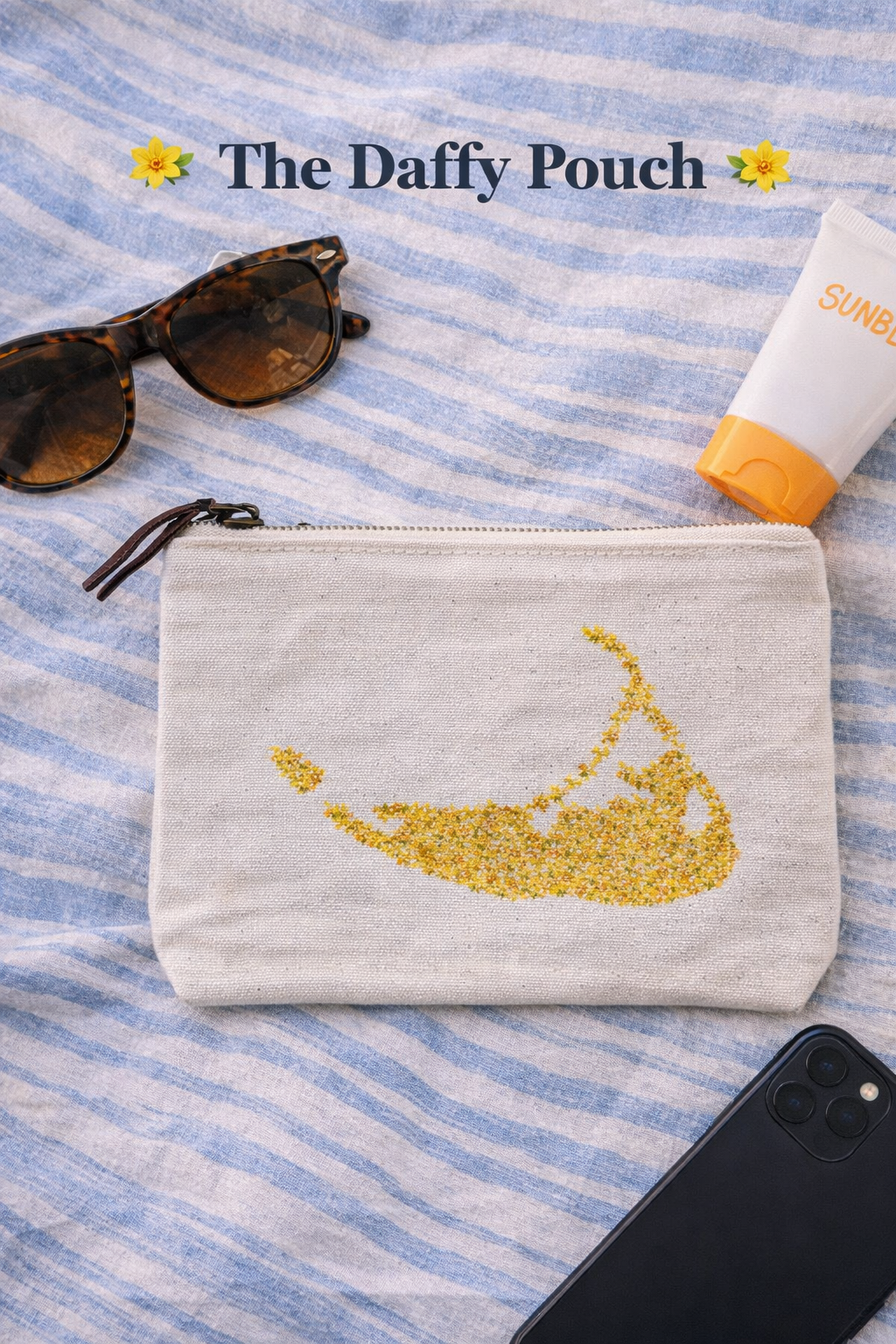 Nantucket Map pouch made of Daffodils