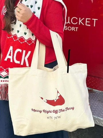 Embroidered Font red retailer Christmas tote bag