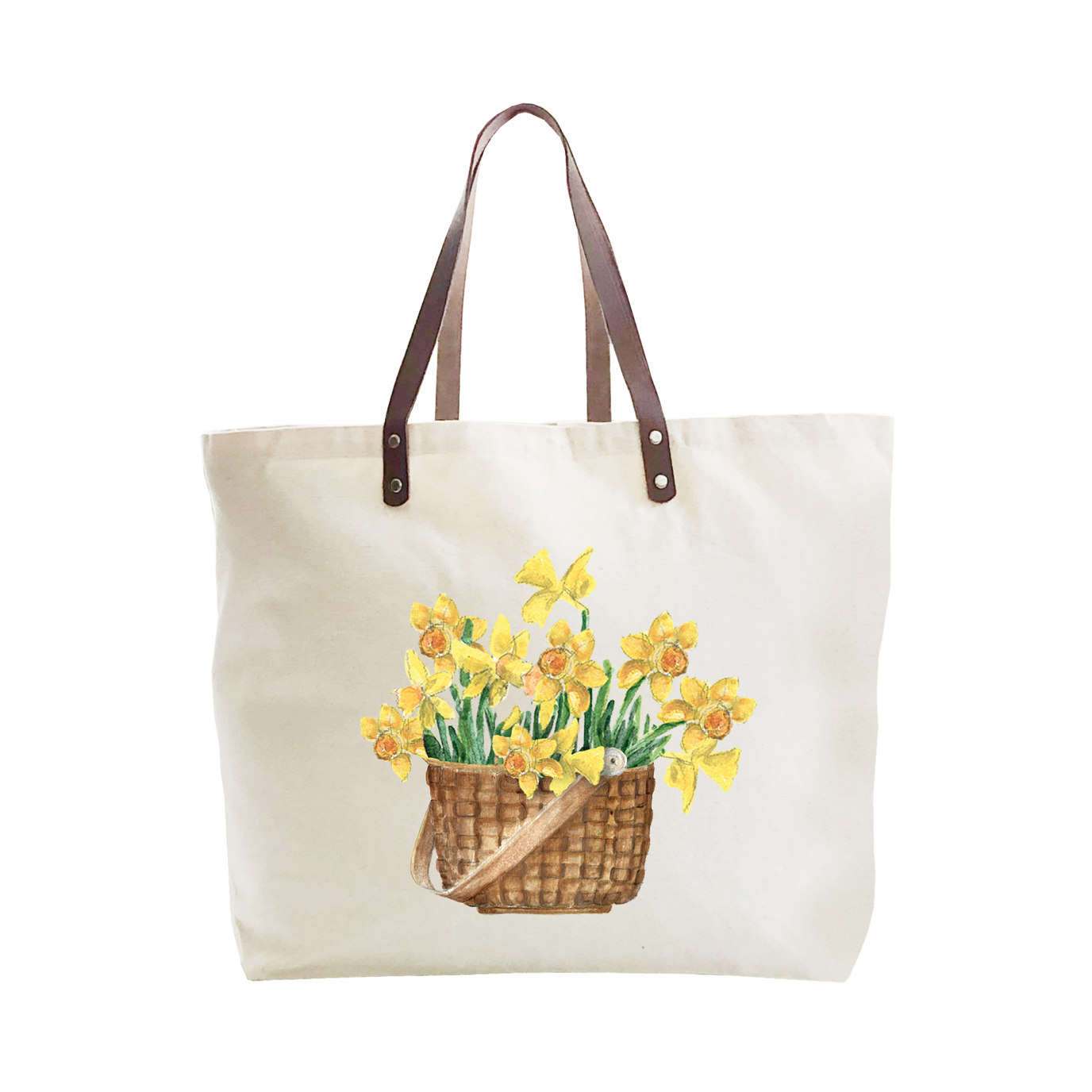 DAFFODILS IN NANTUCKET BASKET LARGE TOTE