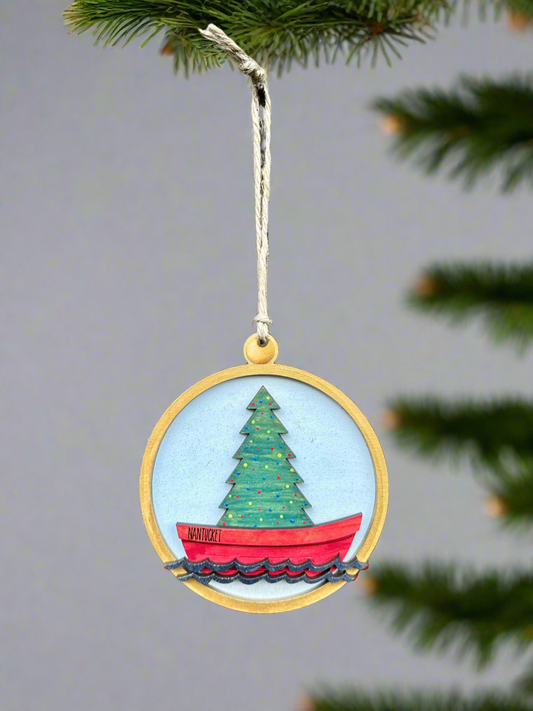 NANTUCKET DORY XMAS ORNAMENT