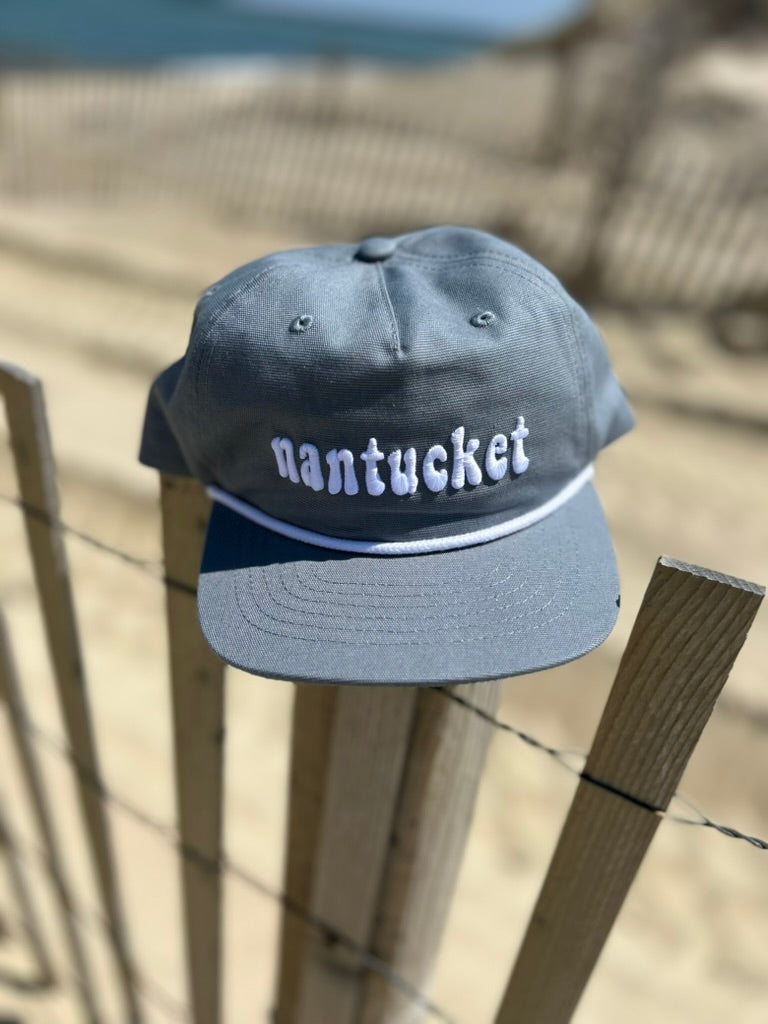 Grey Hat with Rope Trim