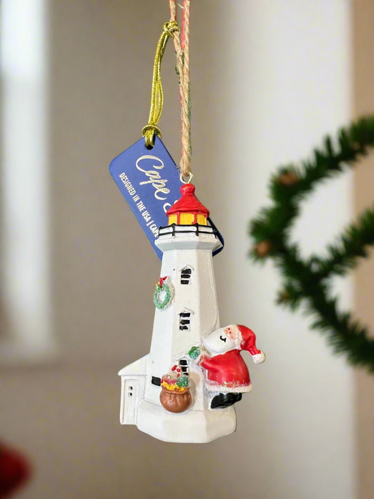 Lighthouse Santa Ornament