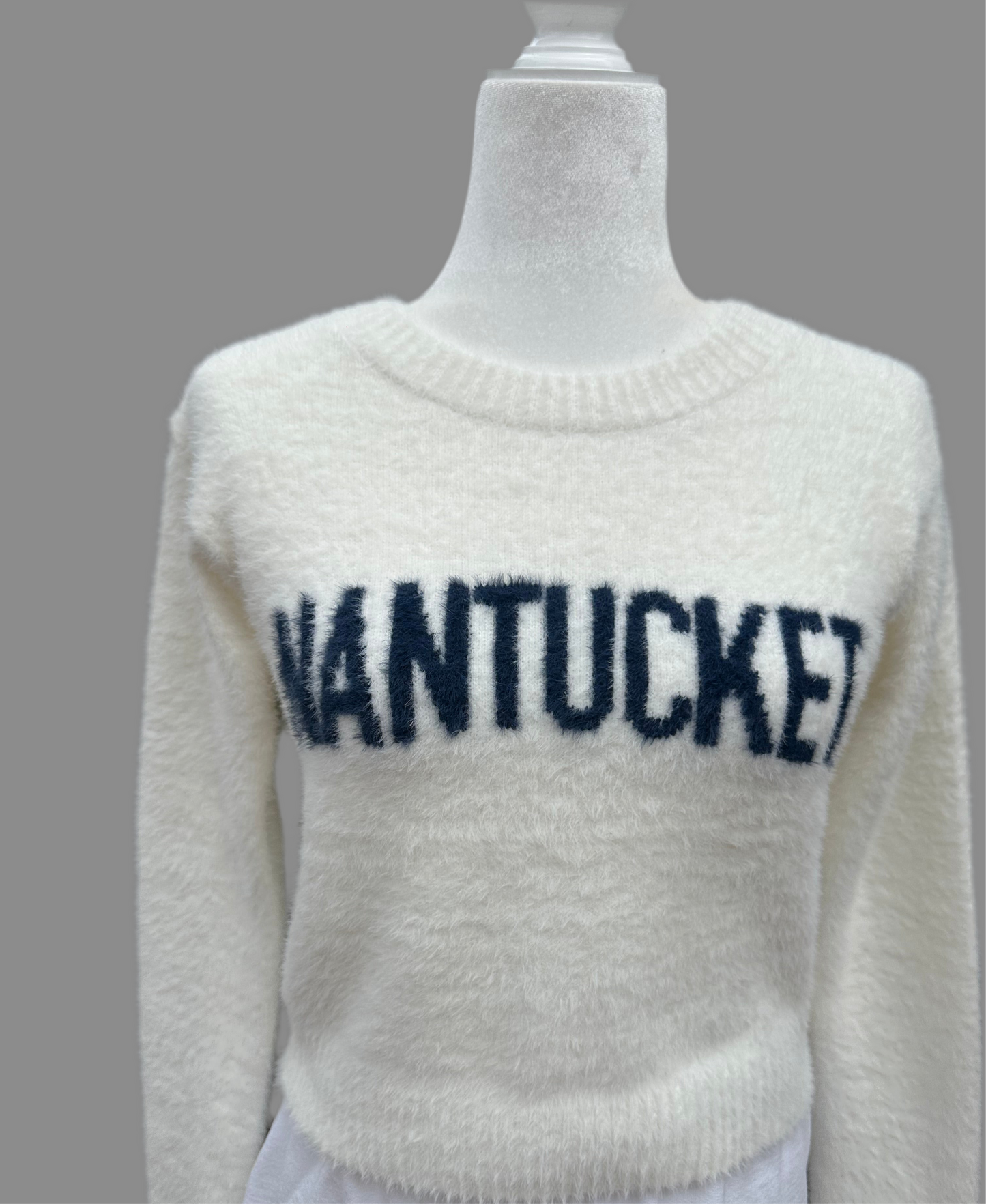Fuzzy Fitted Crop Nantucket Crew Neck