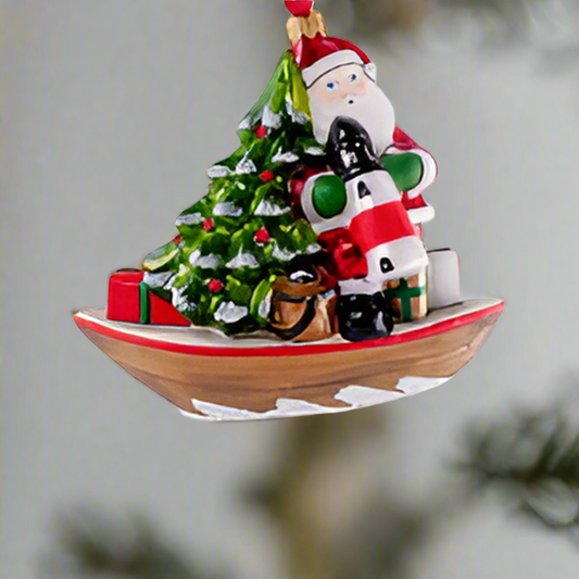 Nantucket Santa on Dory Ornament