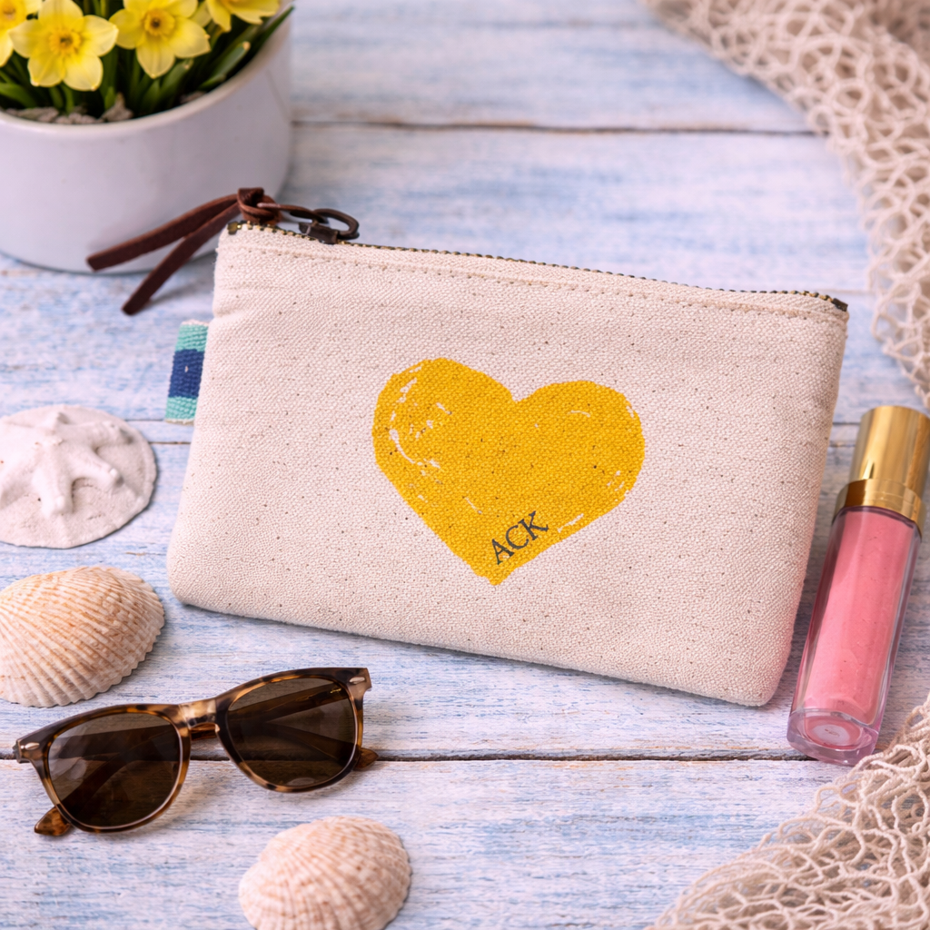 Yellow Heart With ACK Mini Pouch