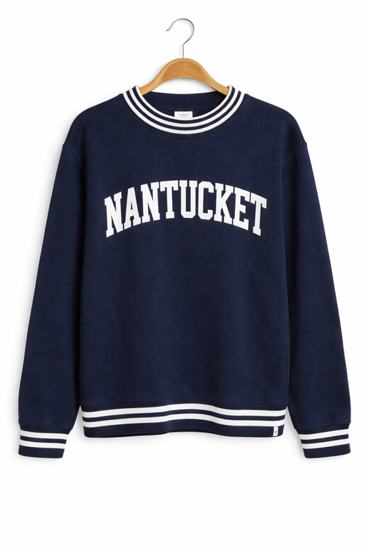College Stripe Rib Nantucket Crewneck Sweatshirt