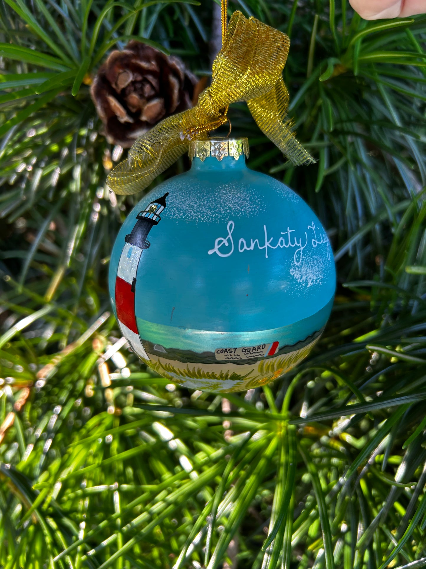 HANDPAINTED SANKATY LIGHTHOUSE ORN