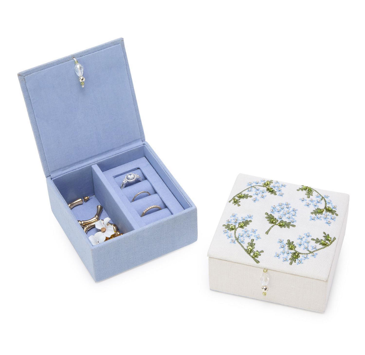 Hydrangea Small Beaded Jewelry Box