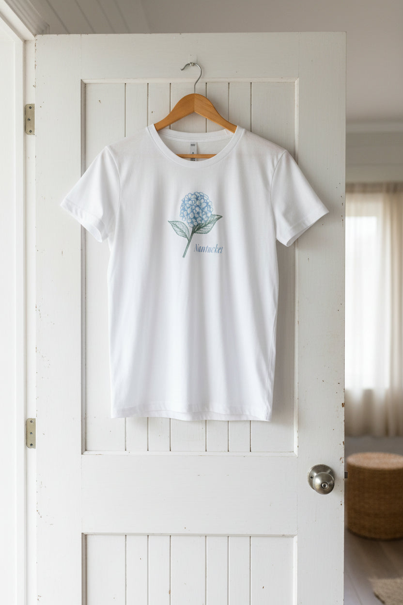 hydrangea embroidered tee