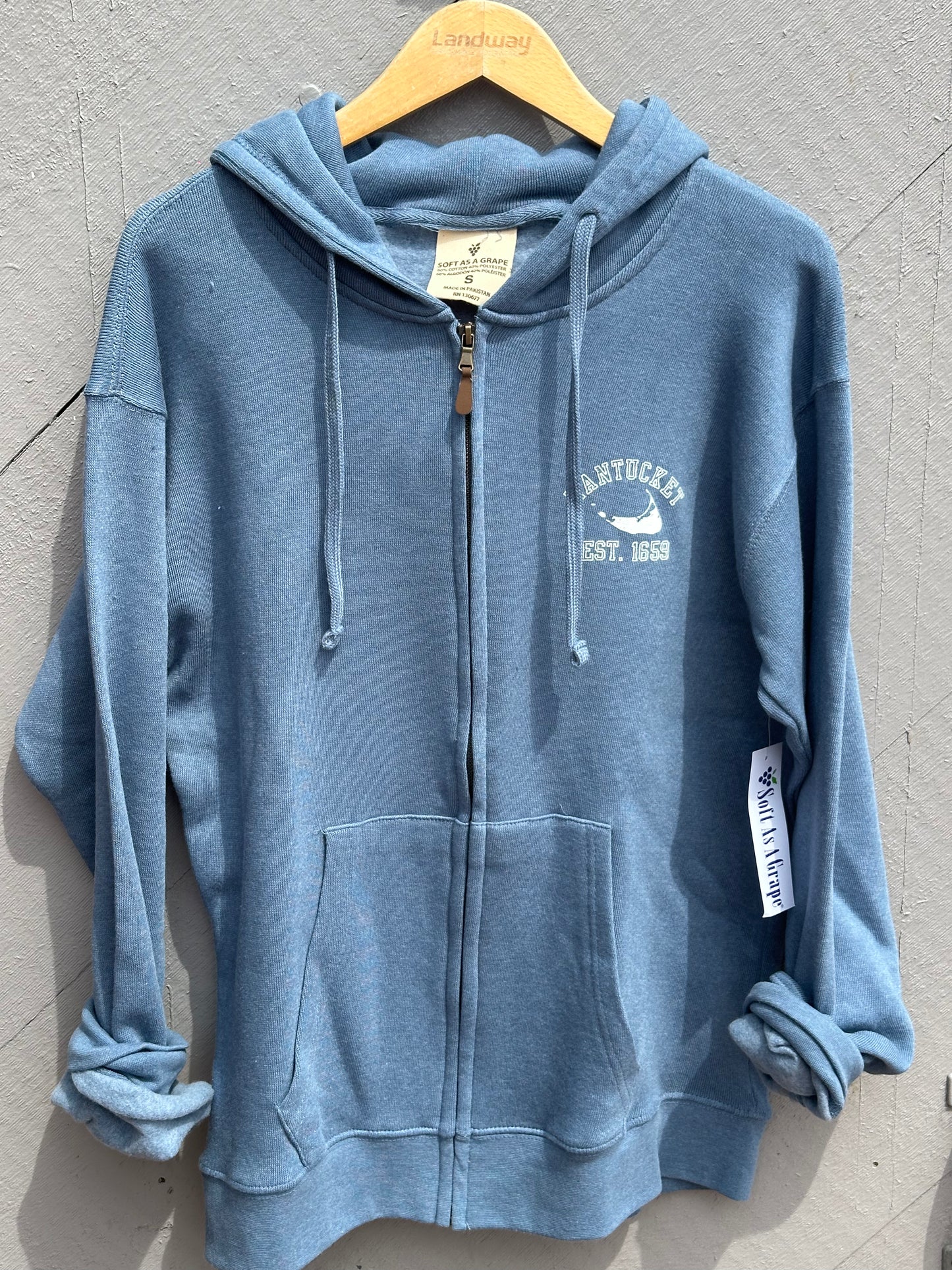 FULL ZIP HOODIE WITH NANTUCKET MAP 1659