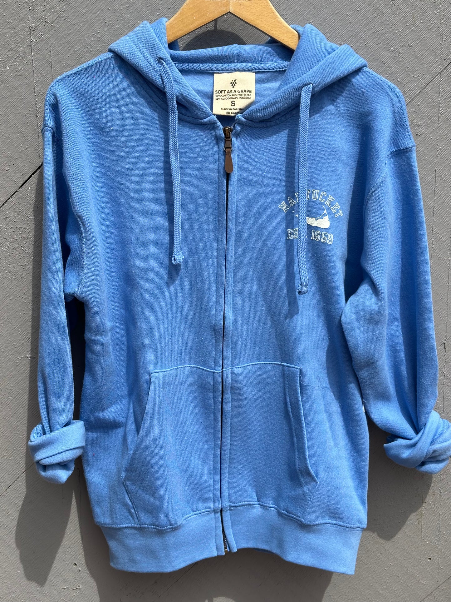 FULL ZIP HOODIE WITH NANTUCKET MAP 1659
