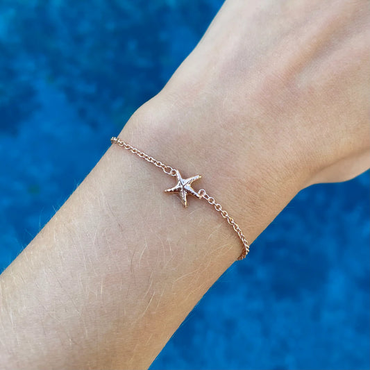 ROSE GOLD PLATED STARFISH BRACELET STERLING SILVER