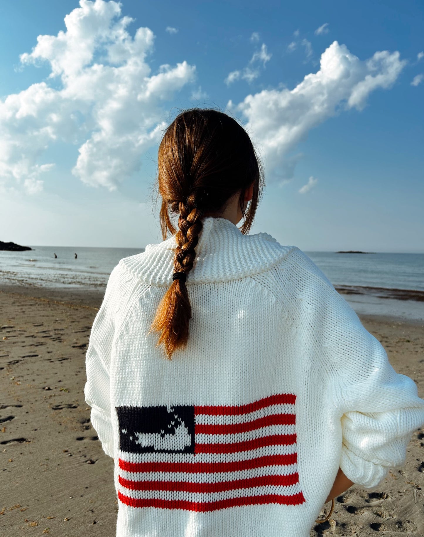 Button Cardigan with Flag