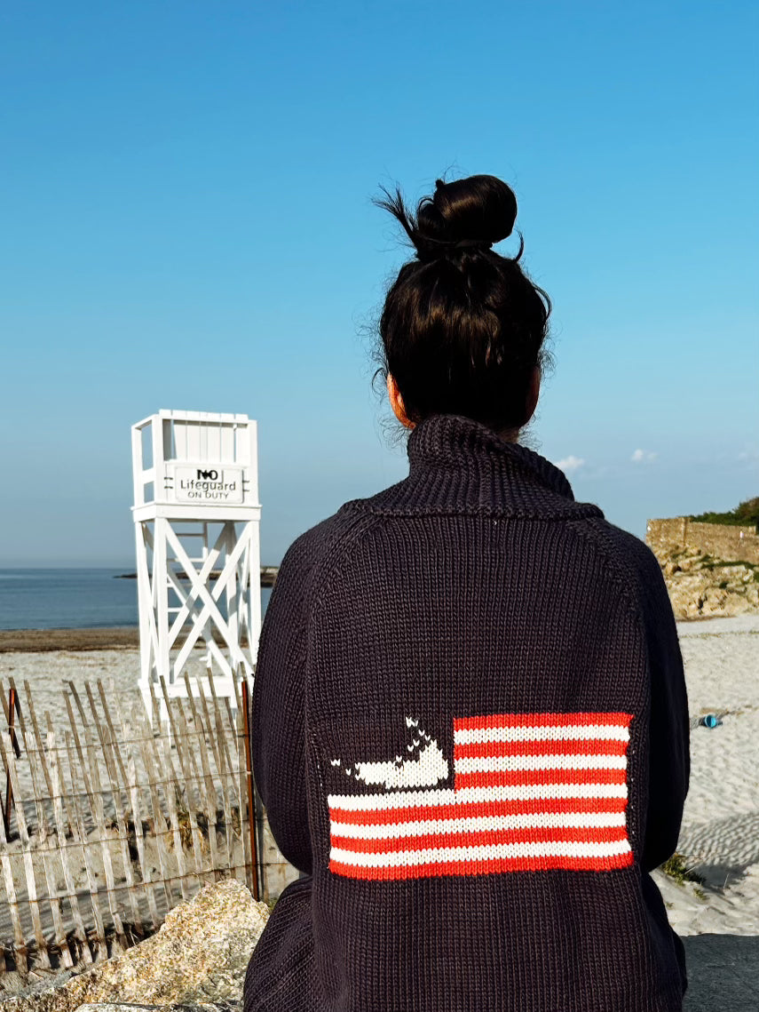 Button Cardigan with Flag