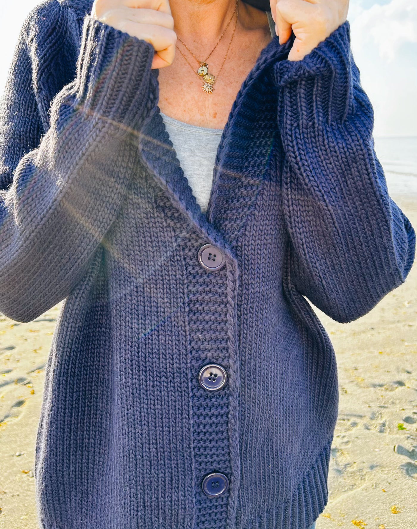 Button Cardigan with Flag