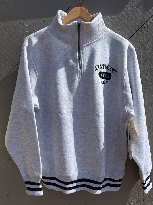 1/4 ZIP College Stripe Rib Sweatshirt