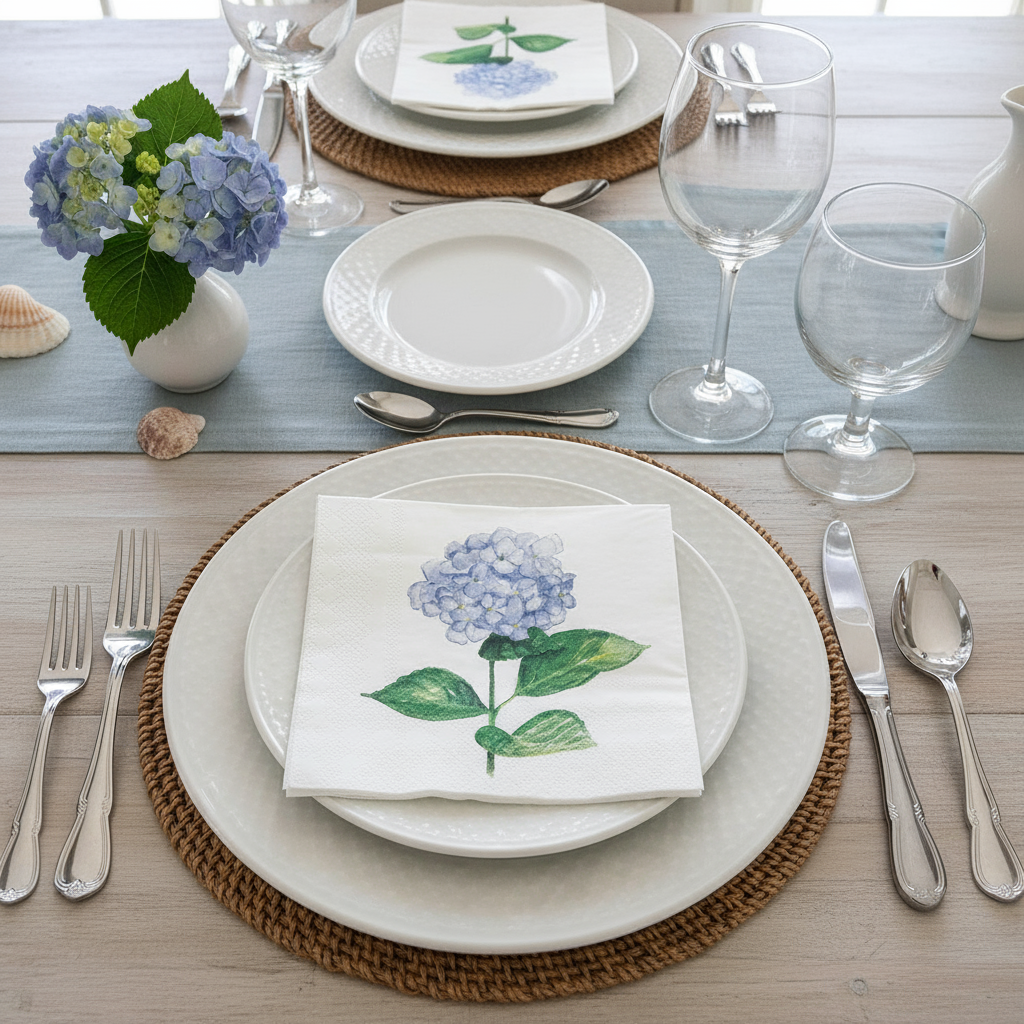 Hydrangea Cocktail Napkin