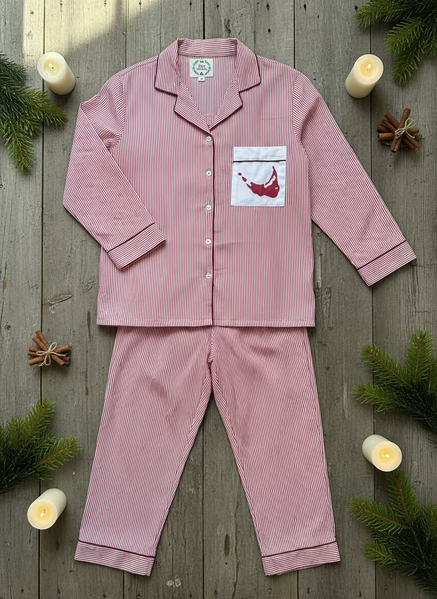 Red Striped Nantucket Map Pajama Set