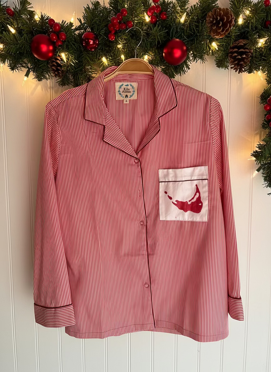 Red Striped Nantucket Map Pajama Set