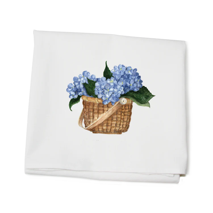 Hydrangea Basket Flour Sack Tea Towel