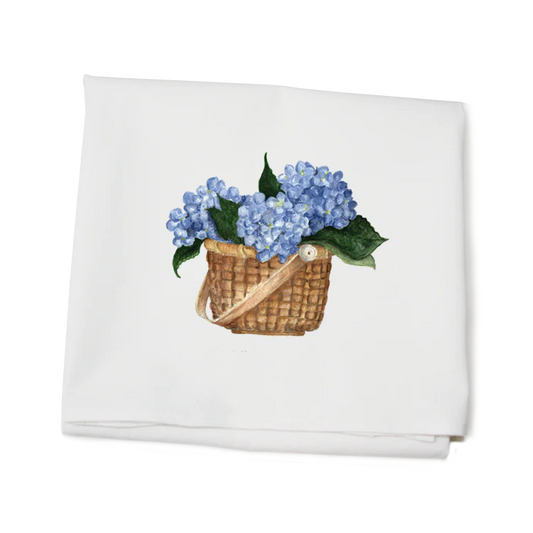 Hydrangea Basket Flour Sack Tea Towel