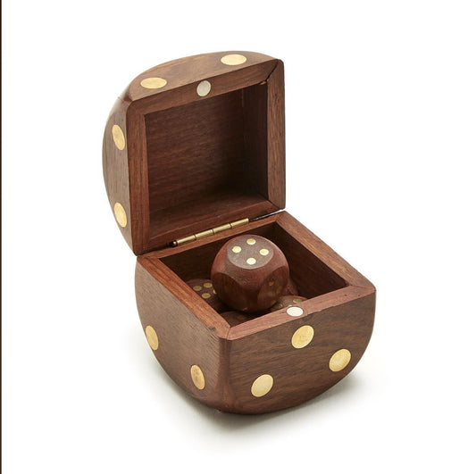 Wood Crafted Dice Box with 6 Dice
