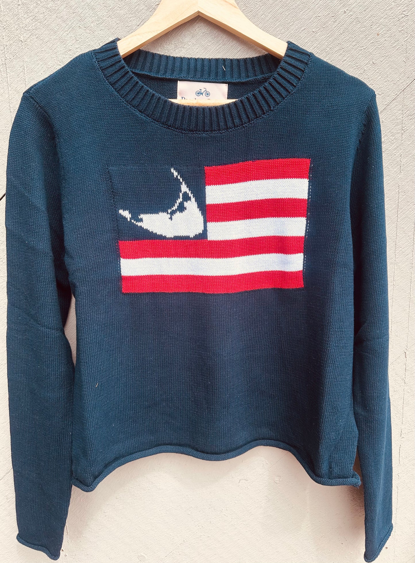 Cropped Crew Neck Flag Sweater