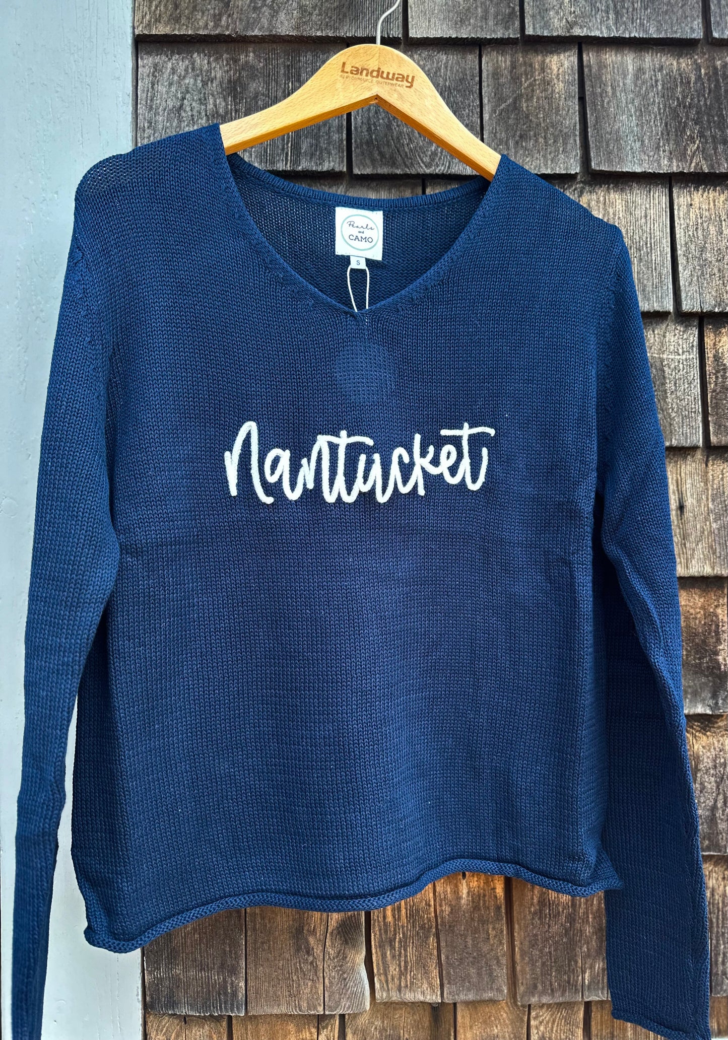VNeck Sweater Script Nantucket
