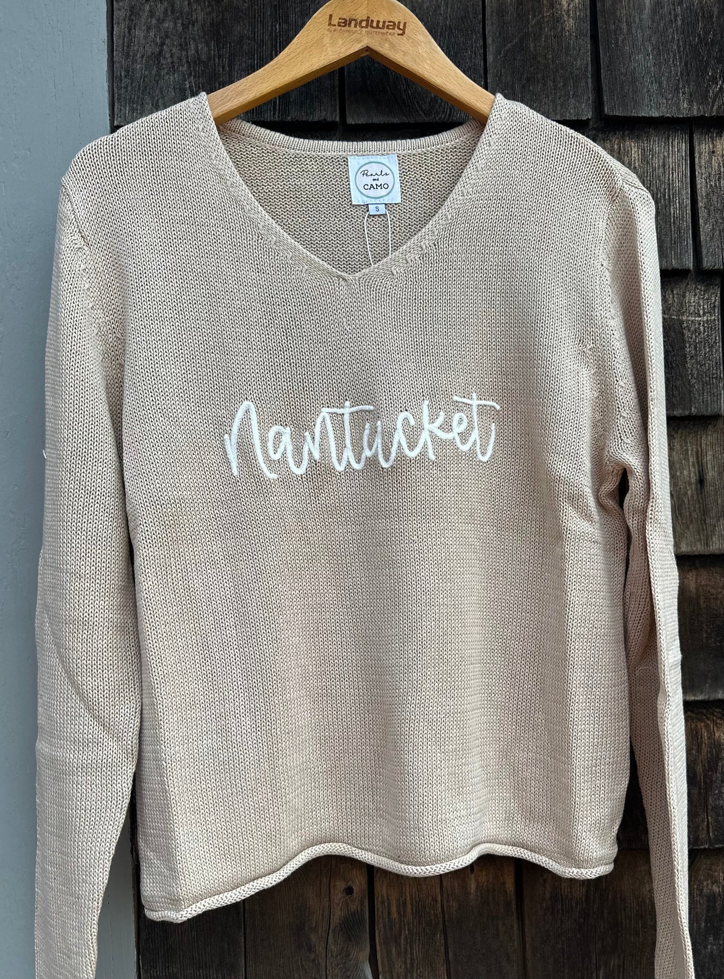 VNeck Sweater Script Nantucket