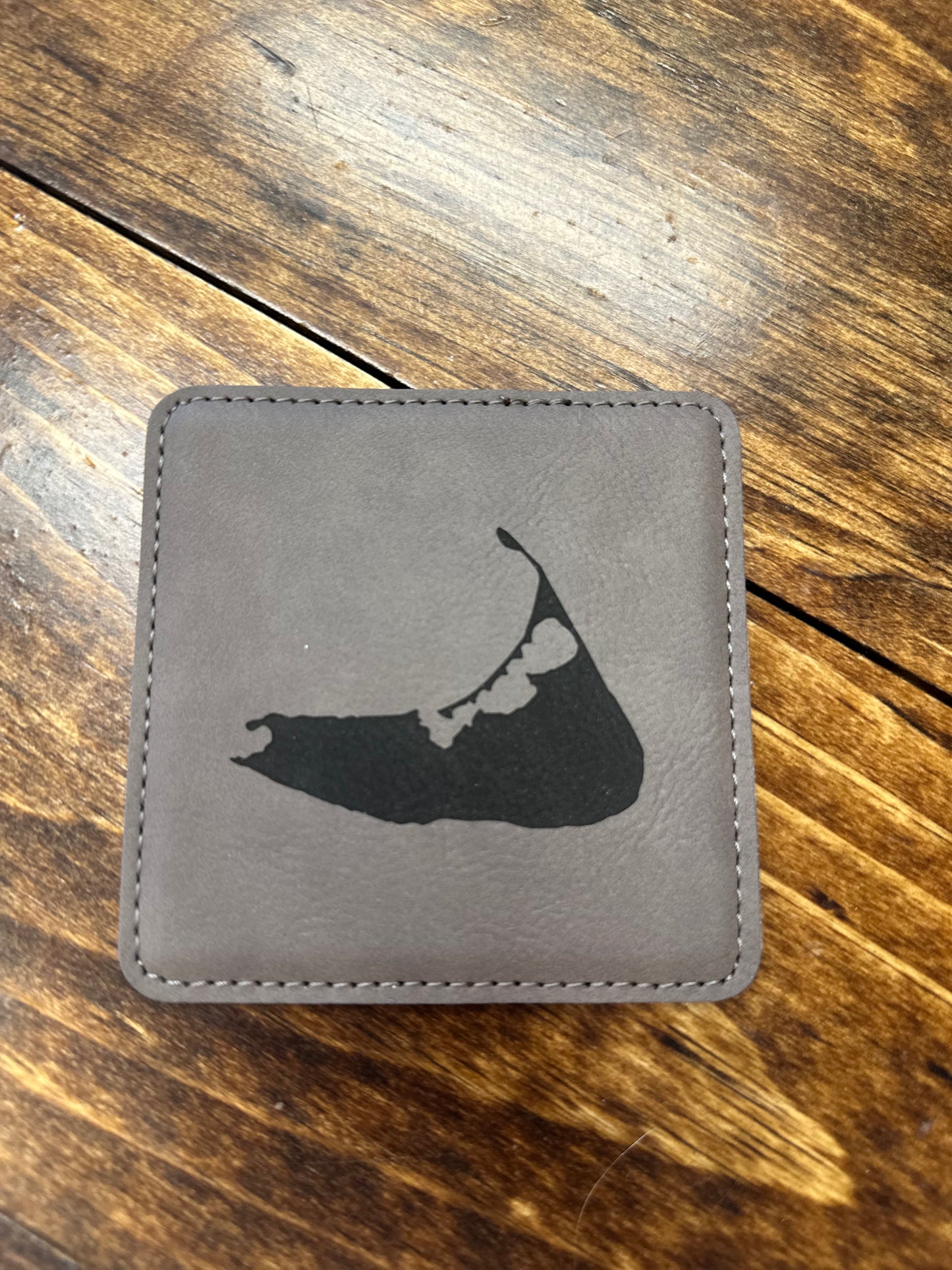 GREY LEATHER COASTER W/MAP