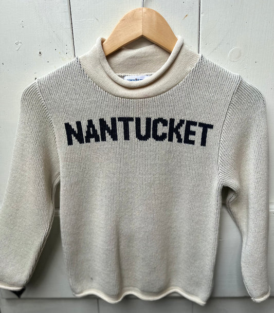 KIDS ROLL TOP NAVY/NATURAL NANTUCKET LETTERS