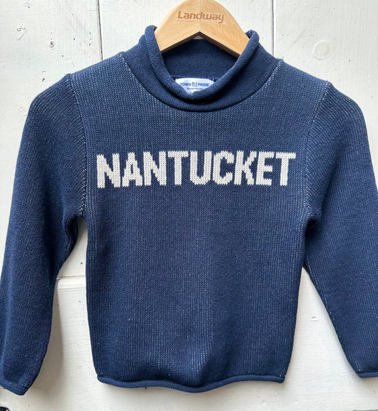 KIDS ROLL TOP NAVY/NATURAL NANTUCKET LETTERS