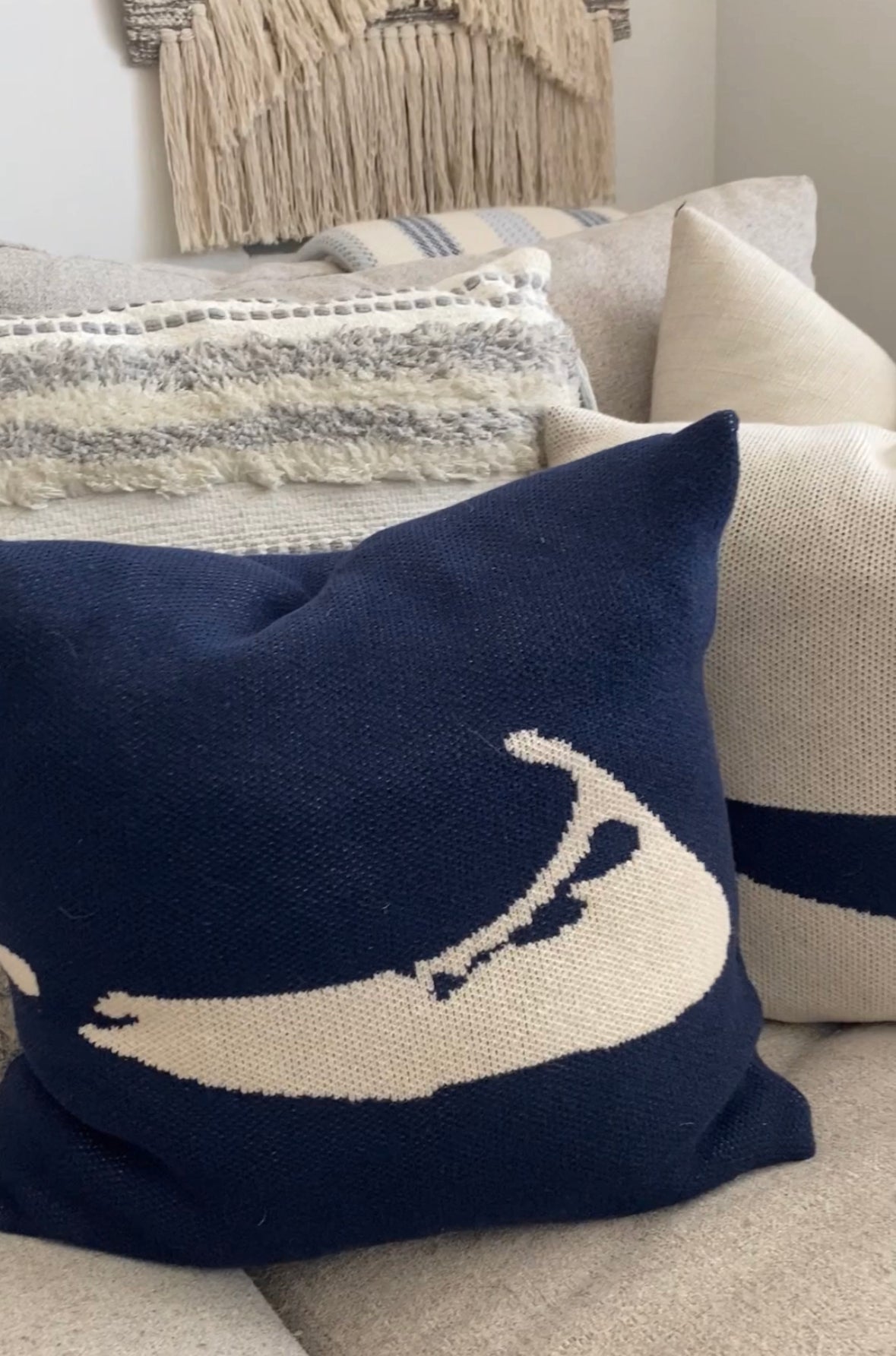 NAVY NANTUCKET MAP PILLOW
