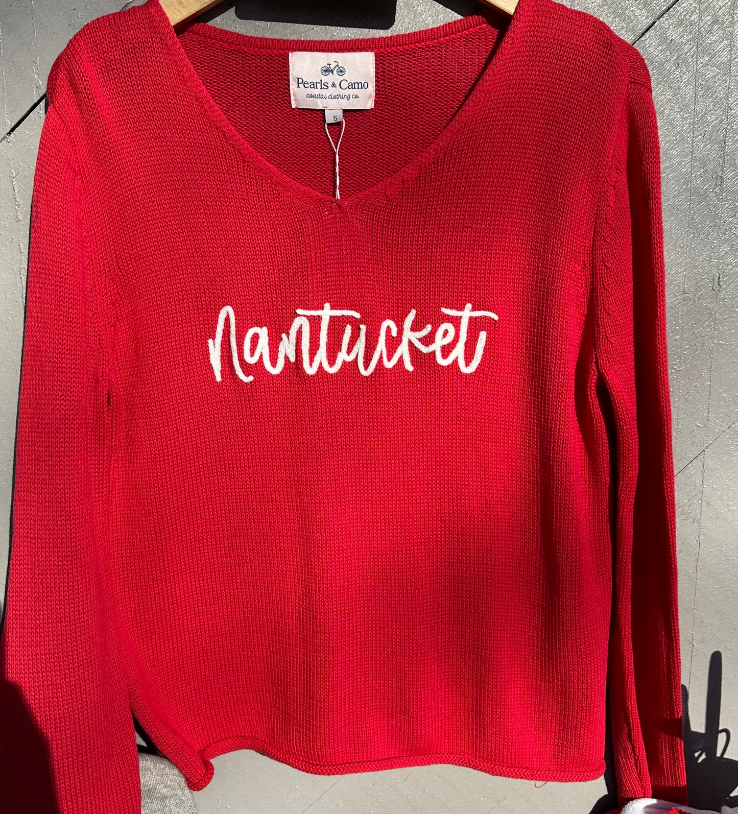 VNeck Sweater Script Nantucket