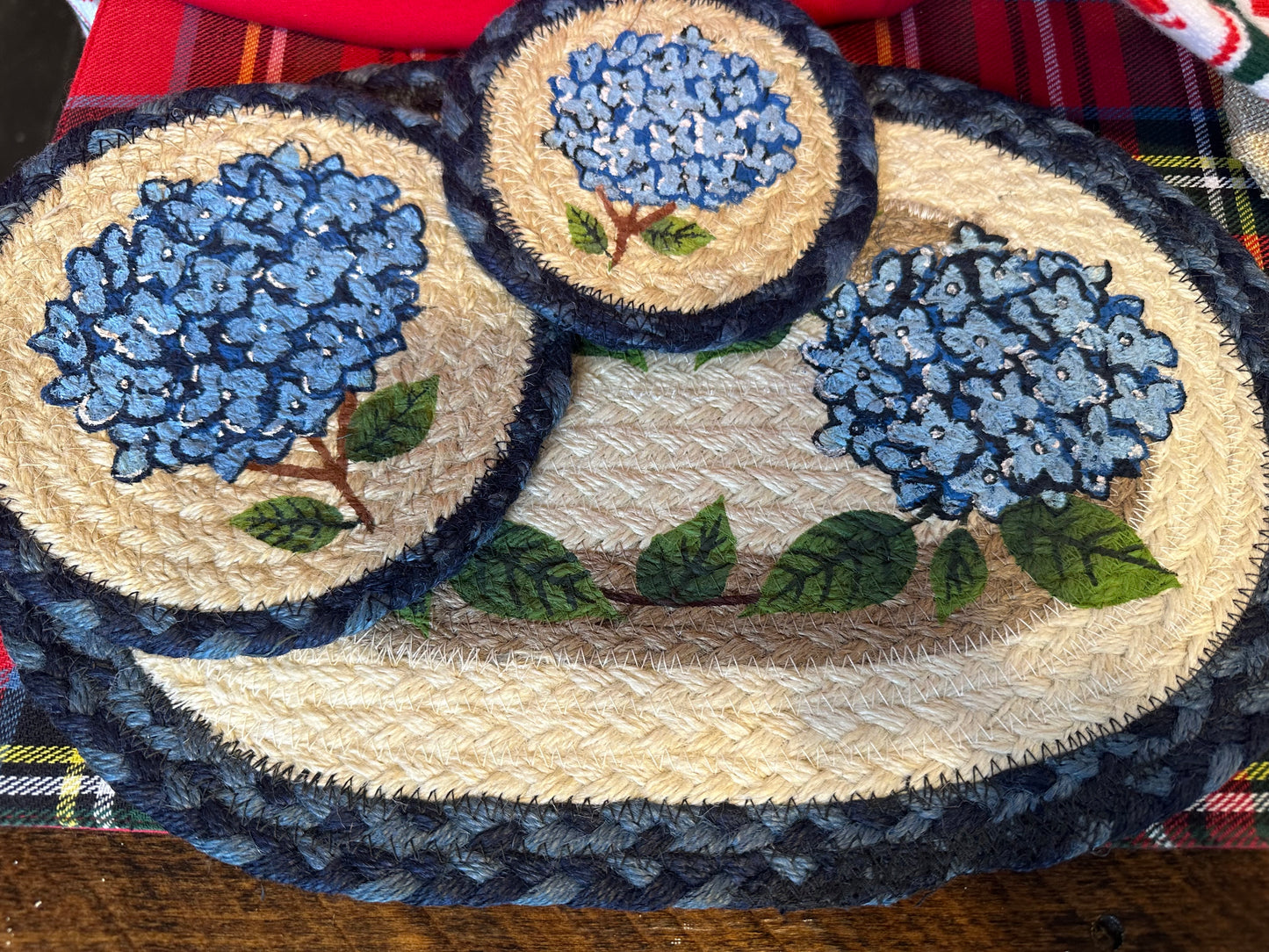 5 INCH HYDRANGEA JUTE COASTER