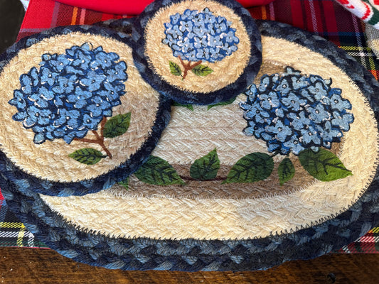 5 INCH HYDRANGEA JUTE COASTER