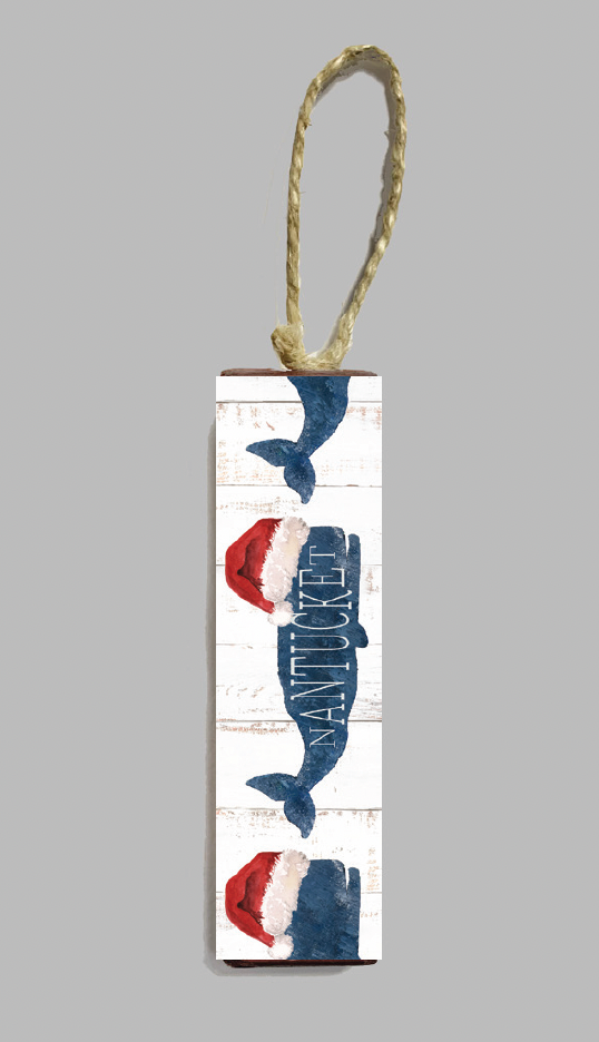 NANTUCKET WHALE ORNAMENT