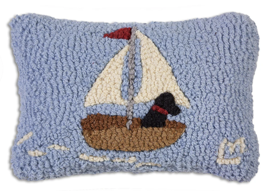 Skiff Sailing Lab 8x12 Hooked Pillow