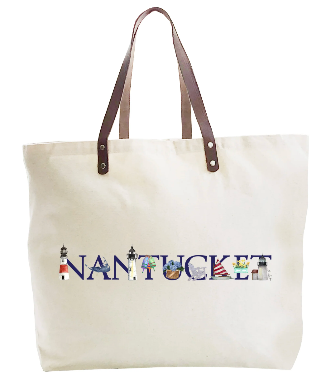 LARGE TOTE LEATHER HANDLES NANT ILLUSTRATED 2026